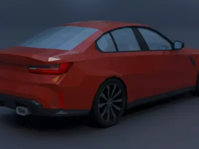 Low Poly Stylized Sports Sedan - Game Ready Low-poly 3D model