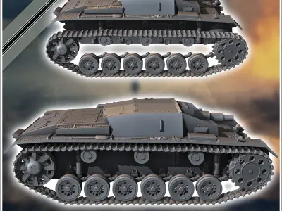 Sturmgeschutz StuG III Ausf C SdKfz 142-1 - miniatures tabletop 3D print model