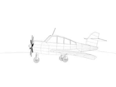 Cartoon Green Airplane Low-poly 3D model