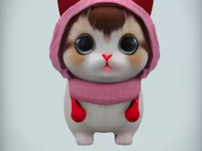 Cute Cat Cartoon Low-poly 3D model