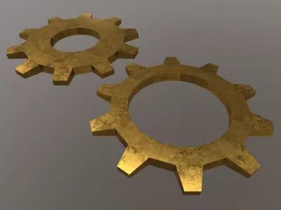 Cogwheels golden gear Free low-poly 3D model