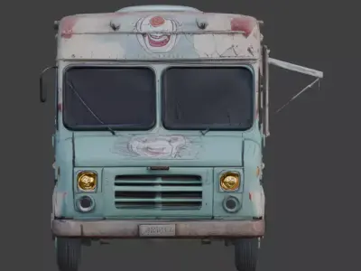 Possessed Clown Ice Cream Truck 3D Model Low-poly 3D model purchase