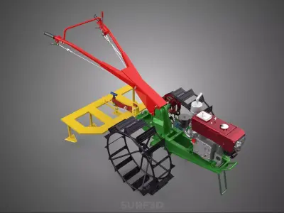 WEEDER SCARIFIER TILLAGE HARROW PLOW WALK BEHIND TRACTOR MACHINE 3D model