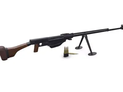 PTRS-41 Anti-tank Rifle Low-poly PBR Low-poly 3D model