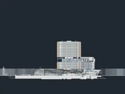 Office building combined with commercial center and hotel 3D model