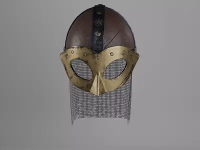 Viking Helmet Low-poly 3D model 4