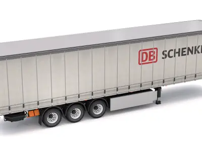 Semi Trailer Curtainsider DB Schenker 3D model