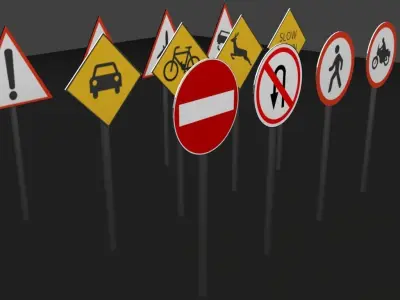 Traffic Sign Low-poly 3D model purchase