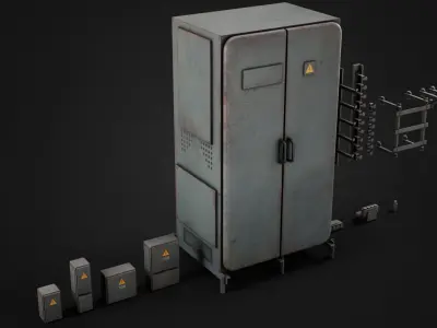 Old Electrical Boxes Set Low-poly 3D model