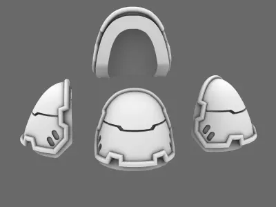 Space Knights V4 Savage Plain Shoulder Pads Type D 3D print model