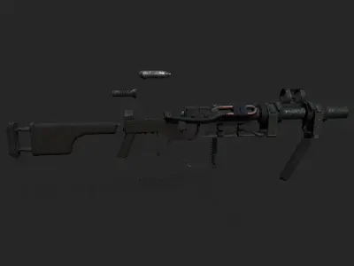 Homemade rifle on bolon CO2 Low-poly 3D model