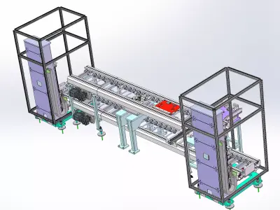 Double-layer conveyor with lifting at both ends 3D model