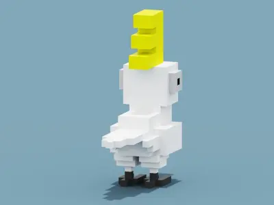 Voxel Cockatoo Low-poly 3D model