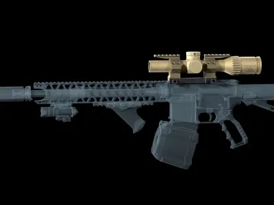 Rifle scope SCHMIDT BENDER 1-8 PM2 Low-poly 3D model