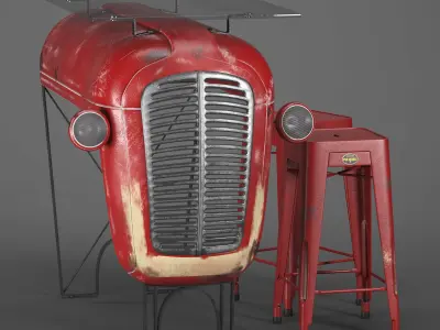 Vintage Design Bar Low-poly 3D model