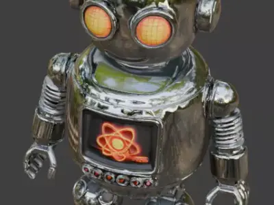 Vintage Chrome Atompunk Social Droid 3D Model Low-poly 3D model