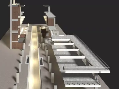 Industrial building in section cut 25i09 3D model