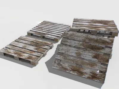 Industrial Wooden Pallet 7 Low-poly 3D model