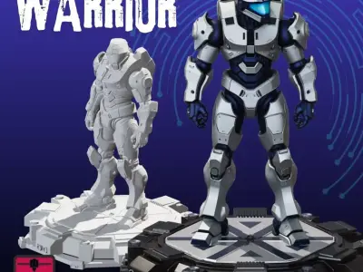 Futuristic Warrior STL Sci-Fi Armor Sculpture 3D print model