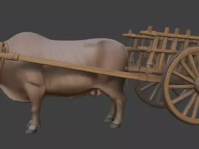 Realistic Indian Bullock Cart 3D Model 3D model