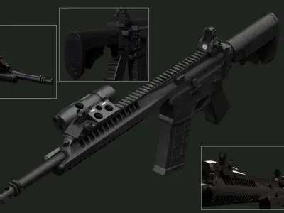 LWRC ica5 gun Low-poly 3D model