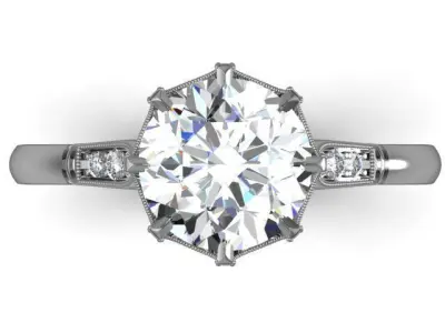 Antique diamond engagement ring 3D print model