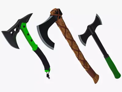 Axes Collection axe with handle 3D Model Pack