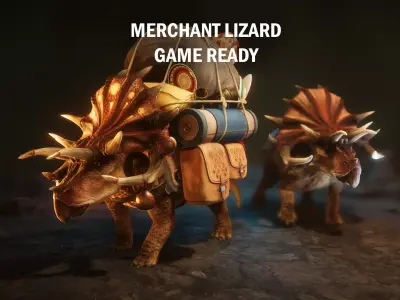 Merchant lizard Low-poly 3D model