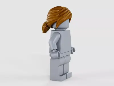 Lego Minifigure Brown Ponytail Hair 3D model