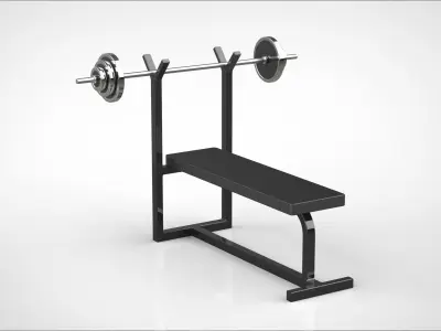 barbell and bench 3D model