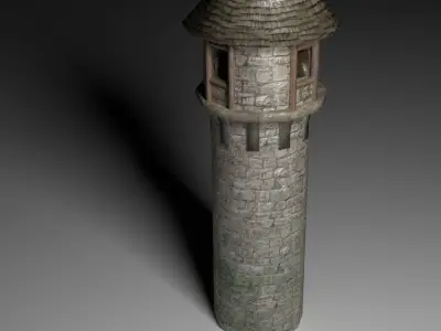 Medieval Tower Wall Low-poly 3D model