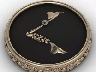 Brooche with armenian letter H 3D print model