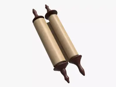 Ancient Scroll With Wooden Rods Old text 03 3D model