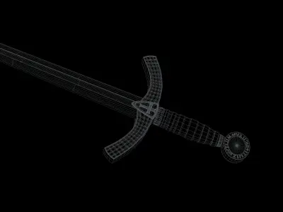 Antique sword engraved Free low-poly 3D model