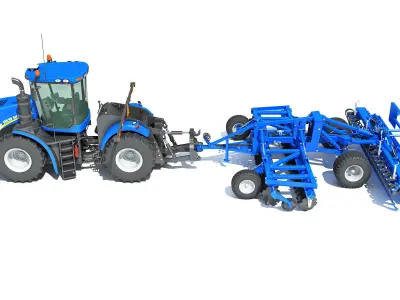 New Holland Tractor with Disc Harrow 3D model