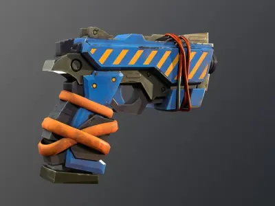 Stylized Hand painted PBR Pistol Low-poly 3D model