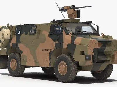 4x4 Bushmaster MR6 Camo Rigged 3D Model