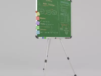 Customizable Metal Greenboard with Stand - Square Writing Board Low-poly 3D model