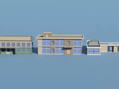 Desert military base Low-poly 3D model