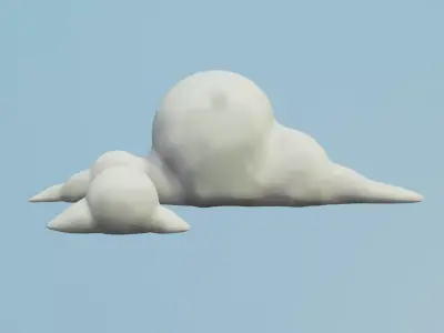 low poly cloud model in sky Low-poly 3D model
