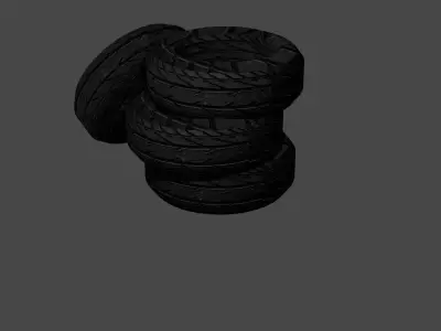 Stack of Tires Low-poly 3D model