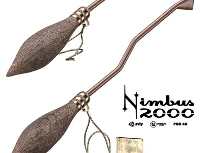  Nimbus 2000 Flying broom Low-poly 3D model