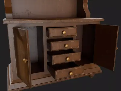 Classic Wooden Display Cabine Low-poly 3D model