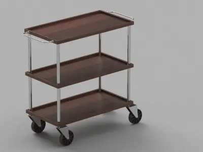 Dark Wood Service Trolley 3D model