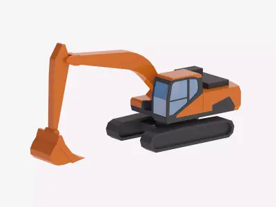 Excavator Construction DX225LC-5 Simplified Low-poly 3D model