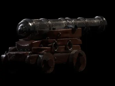 Canon cannon Low-poly 3D model