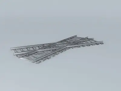 Eco Rail Track Small Crossing Old Wooden Split Sleepers Free 3D model