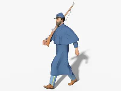 US Civil War Union Major General Rigged Low-poly 3D model