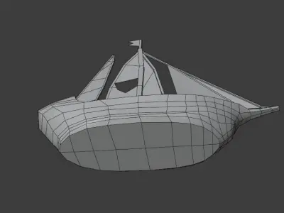 Realistic PBR low poly Brig Low-poly 3d model sailboat in oce... Low-poly 3D model