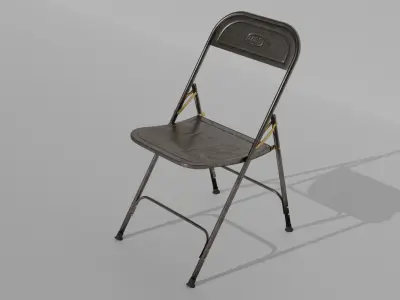Antique Steel Chair - Metal Body 3D model